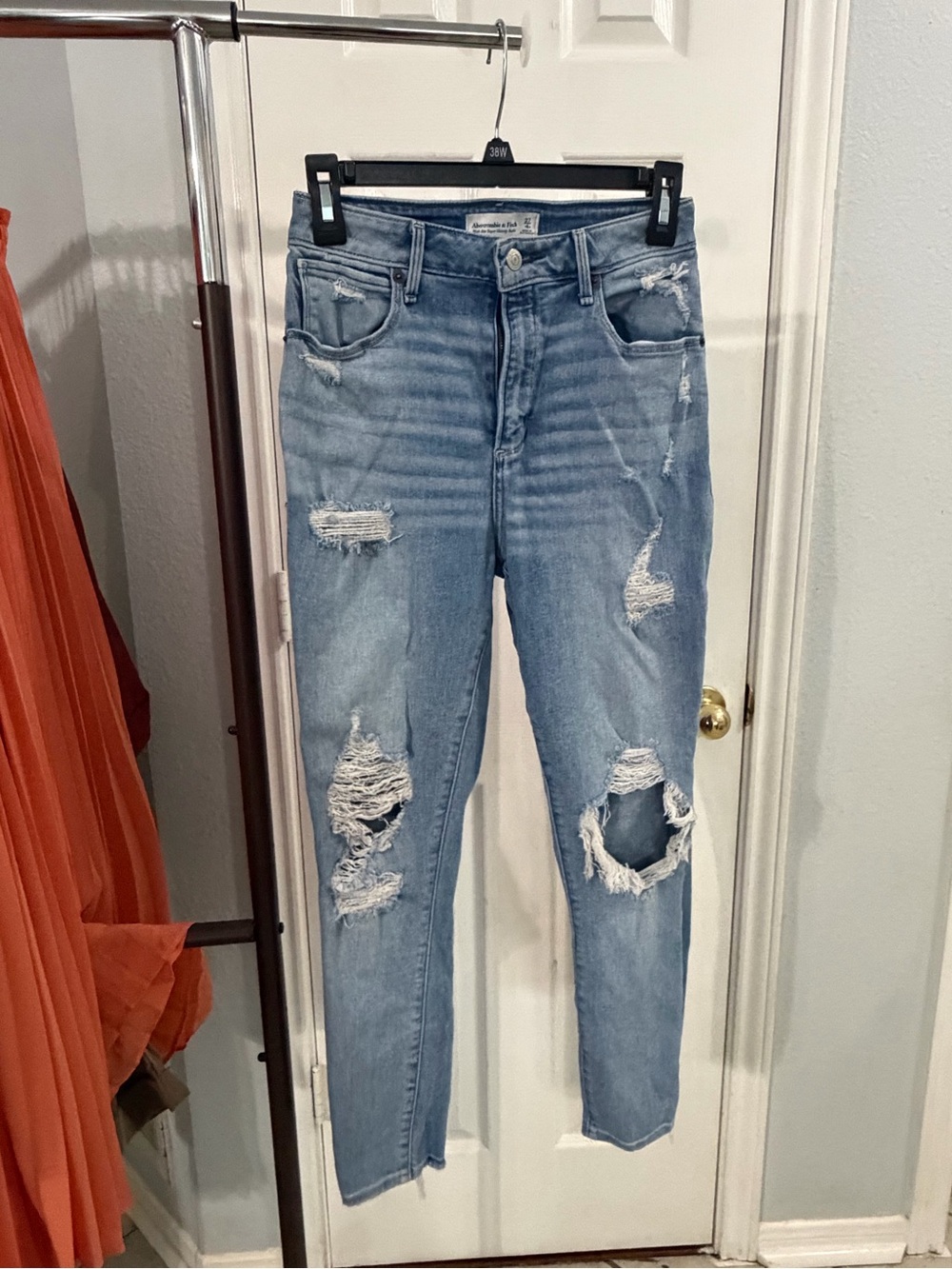 Abercrombie & Fitch Light Blue Distressed Ankle Jeans